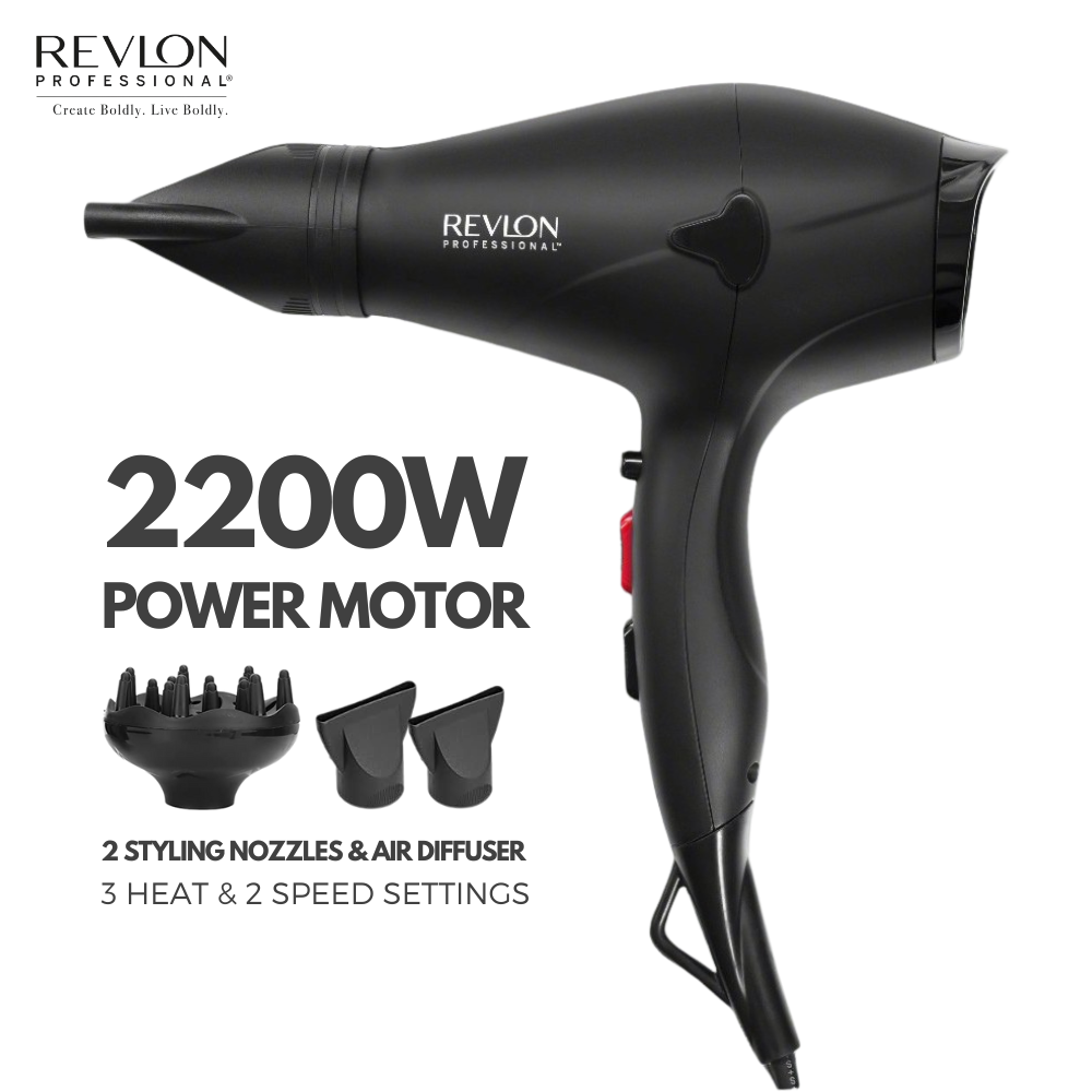 Revlon Hair Dryer 2200W with 2 Styling Nozzles & Air Diffuser Pakistan