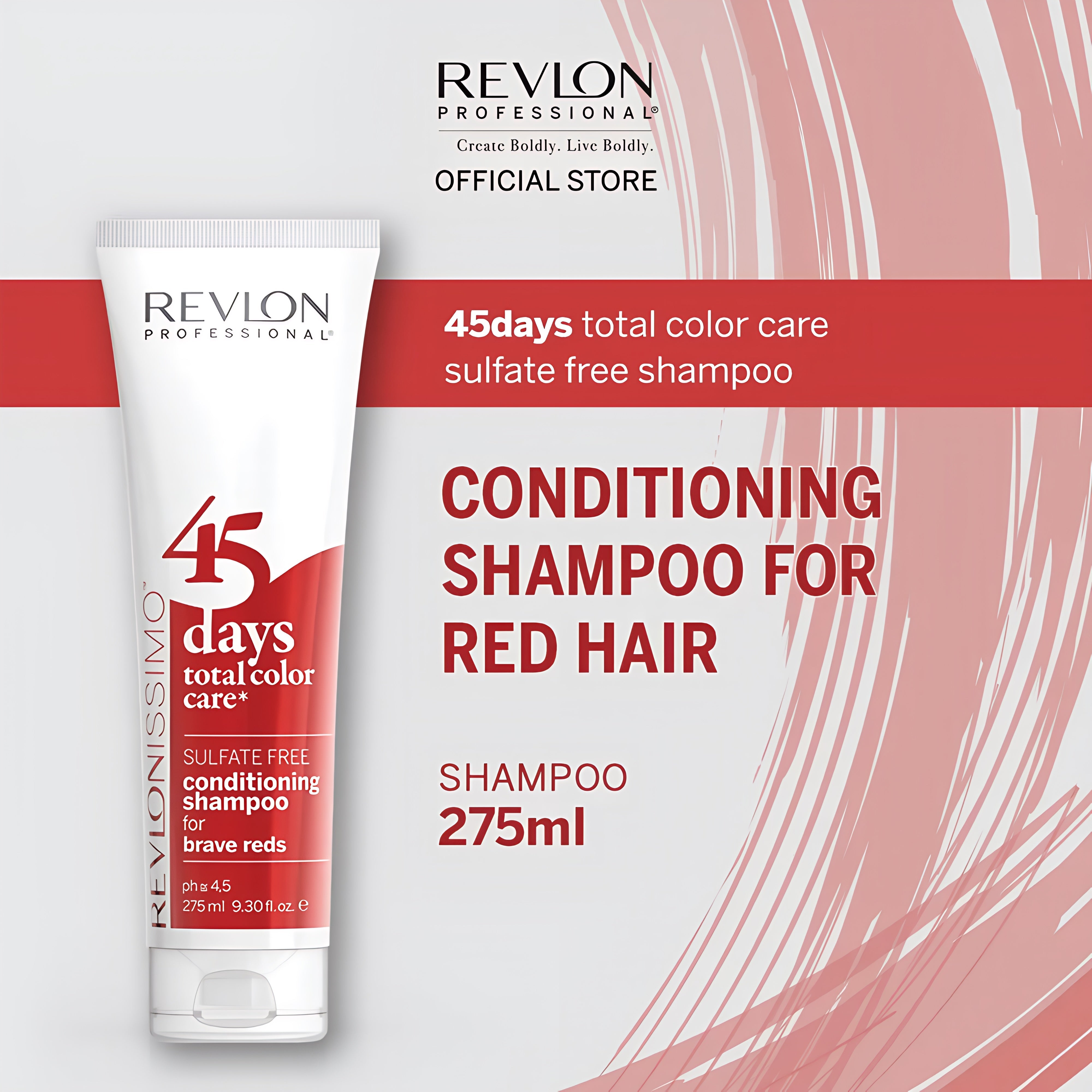 Revlonissimo 45 Days Total Color Care Conditioning Shampoo - Brave Reds  275ml