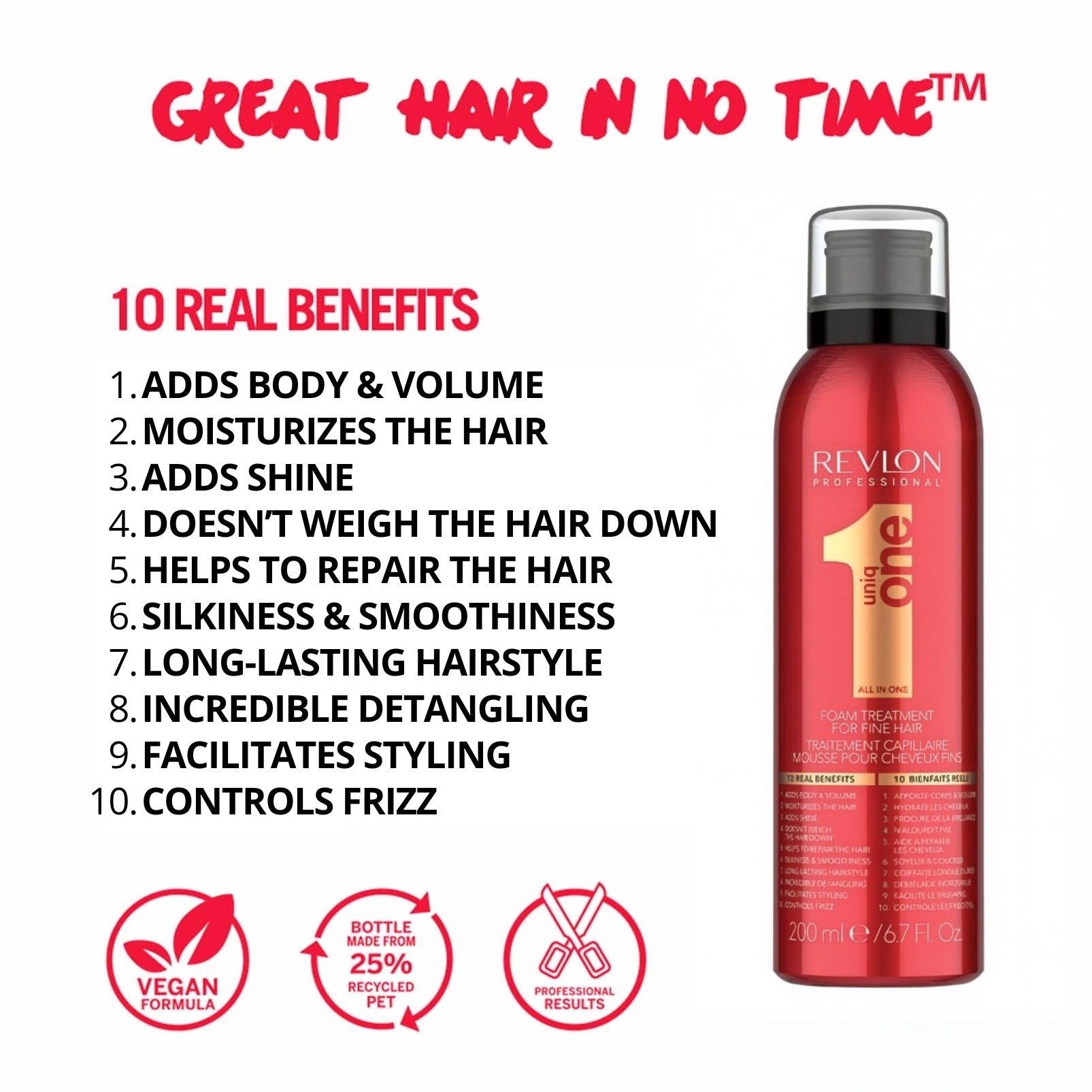 UniqONE™ Foam Treatment - 200ml - "All-in-One" 10 Benefits Hair Serum - Classic Fragrance