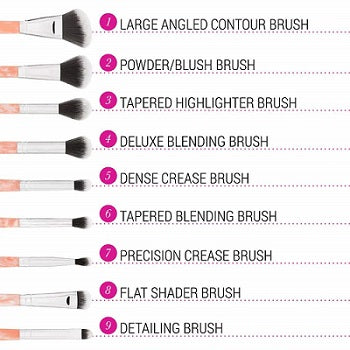 BH COSMETICS - ROSE QUARTZ BRUSH SET -  9 PIECE