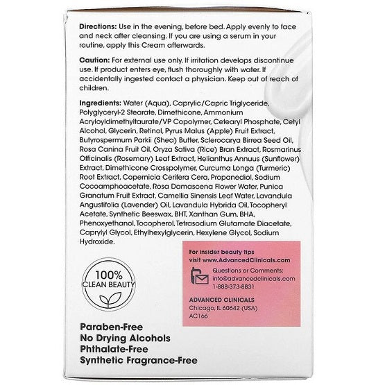 Advanced Clinicals Encapsulated Retinol Rapid Wrinkle Rewind Cream 59ml