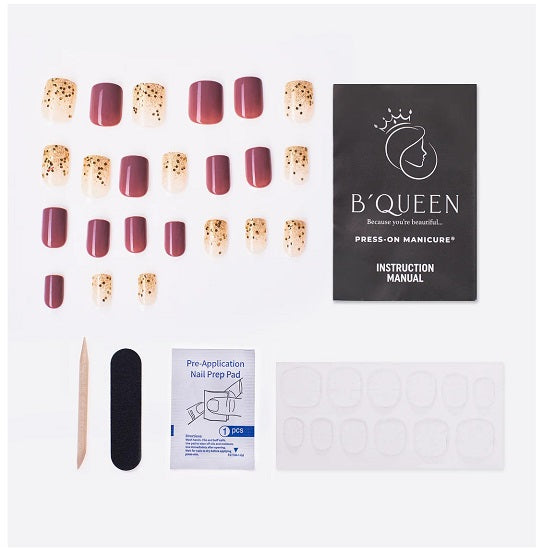 B'QUEEN Fancy Nails Gold Sparkle and Mauve In Pakistan - The Vault