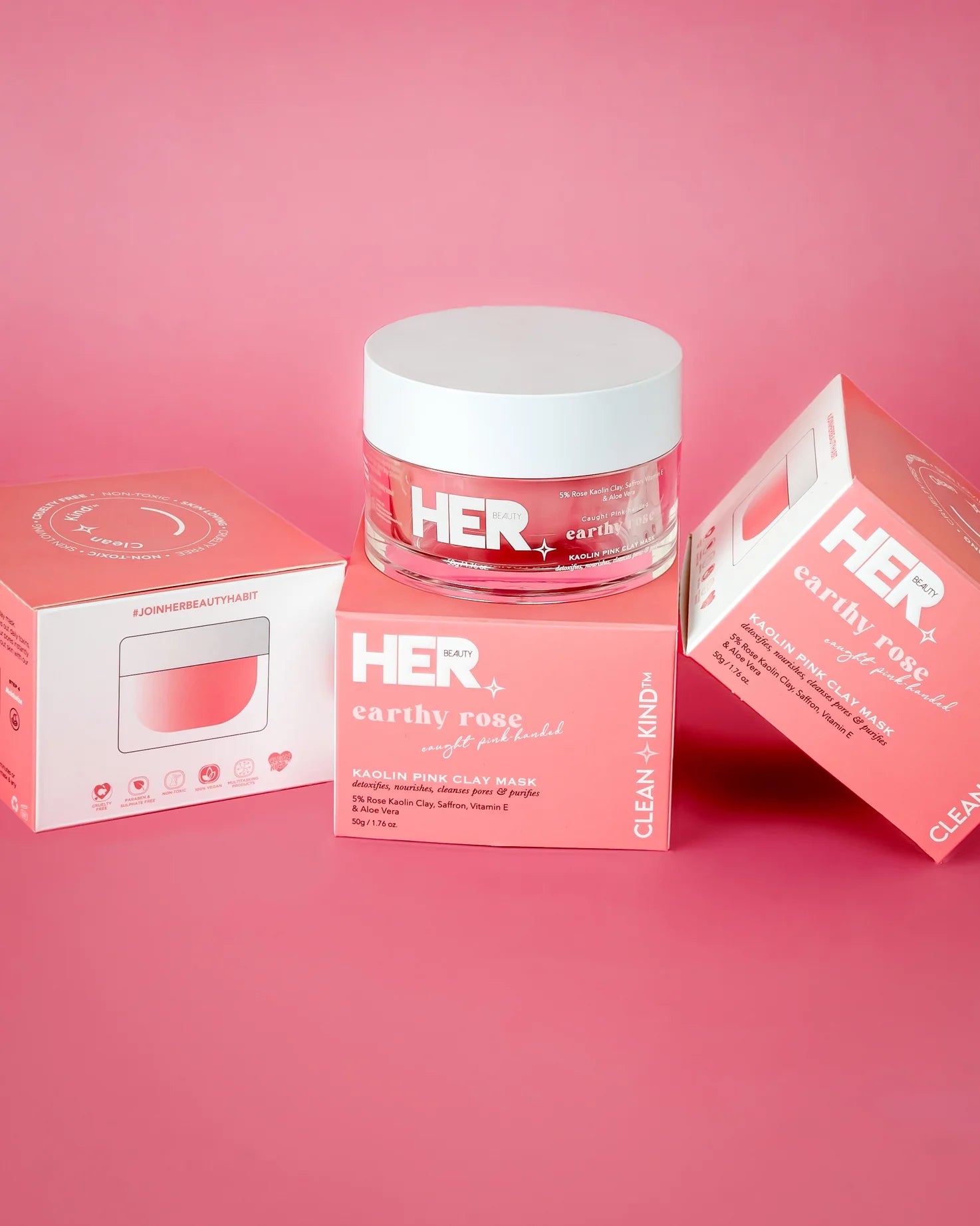 HER Beauty - Earthy Rose Kaolin Pink Clay Mask - 50g