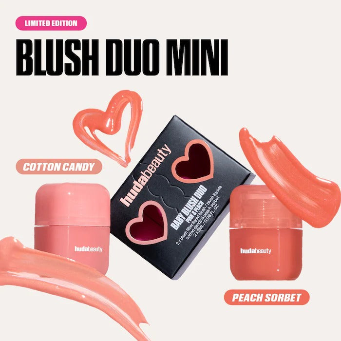 HUDA BEAUTY Mini Baby Blush Duo Set Cotton Candy & Peach Sorbet In Pakistan 