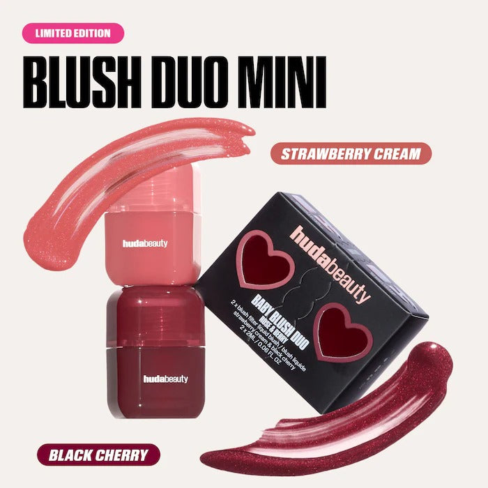 HUDA BEAUTY Mini Baby Blush Duo Set Strawberry Cream and Black Cherry In Pakistan 