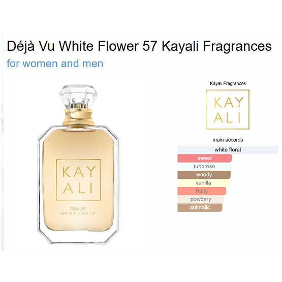 Huda Beauty Kayali Deja Vu White Flower 57 Edp 50ML + Hair Mist 75ML