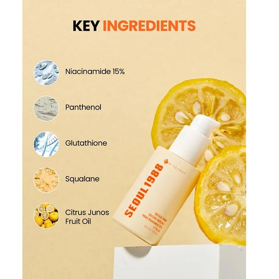 KSecret SEOUL 1988 Glow Serum : Niacinamide 15% + Yuja 30ml in pakistan key ingredients
