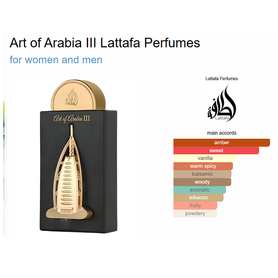Lattafa Art of Arabia III Perfumes for women and men 100mL In Pakistan
