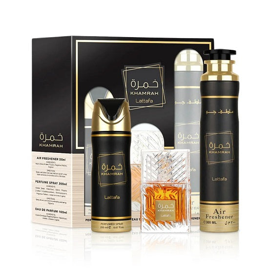 Lattafa Khamrah Gift Set (Edp 100ml+200ml Deo+ 300ml A/F) In Pakistan