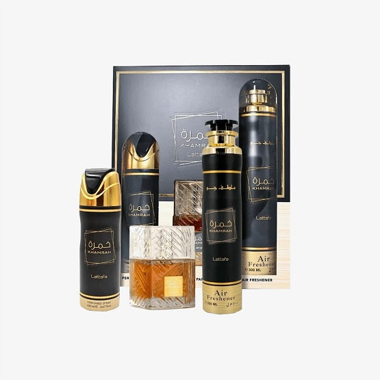Lattafa Khamrah Gift Set (Edp 100ml+200ml Deo+ 300ml A/F) In Pakistan