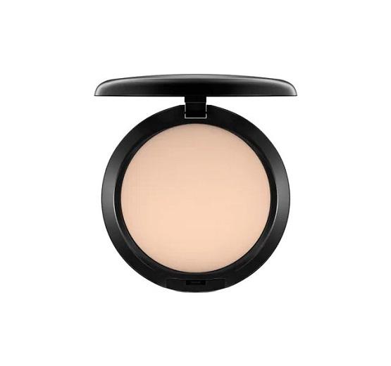 A compact powder foundation by MAC, shown in a closed compact case.