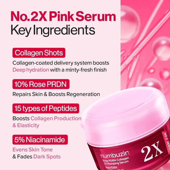 Numbuzin No.2 Rose PDRN Collagen 2X Plumping Serum 30ml In Pakistan