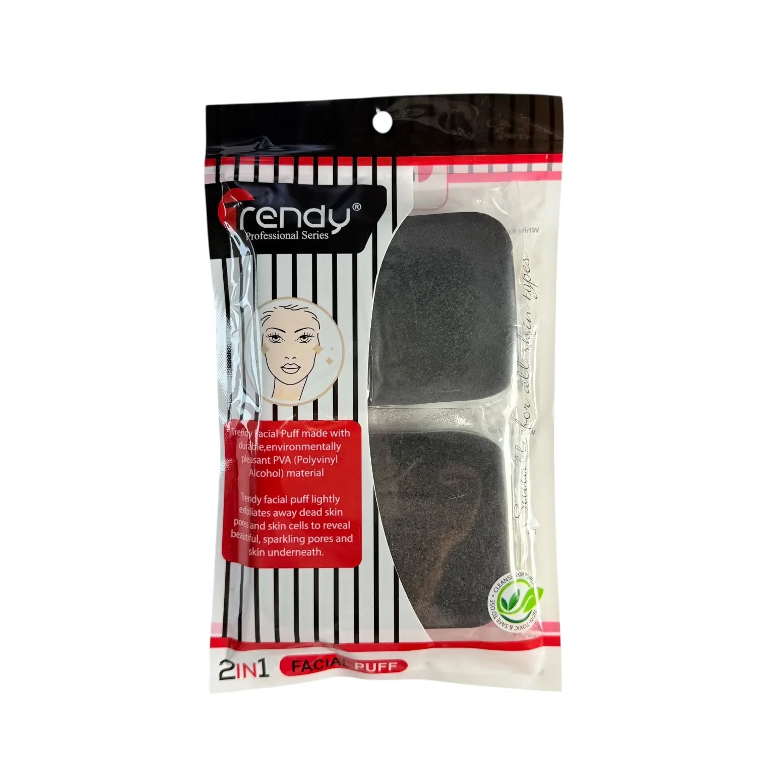 TRENDY - FACIAL PUFF CHARCOAL 2IN1