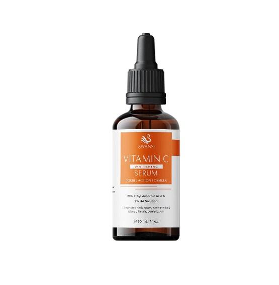  Apply a few drops of Swansi Vitamin C Serum with fingertips to freshly cleansed and toned face, neck, and decollete. 
