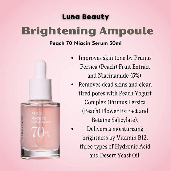 ANUA - Peach 70% Niacinamide Serum - 30ML