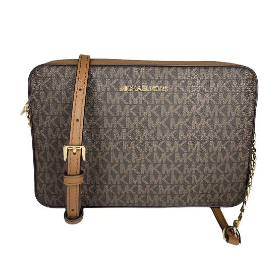 Michael Kors - Jet Set Crossbody Brown Large Leather MK Signature Printed
