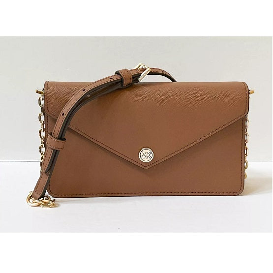 MICHAEL KORS - JET SET TRAVEL SMALL FLAP POCKET ENVELOPE CROSSBODY BAG BROWN
