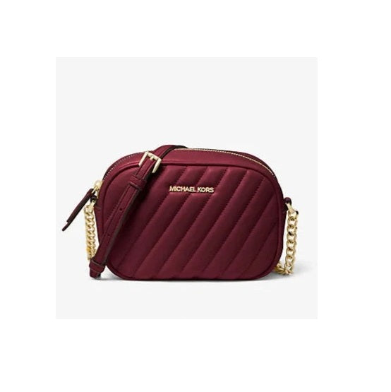 MICHAEL KORS - ROSE Small Quilted Oval Camera X-body In MERLOT Vegan Faux Leather ( damaged bag )