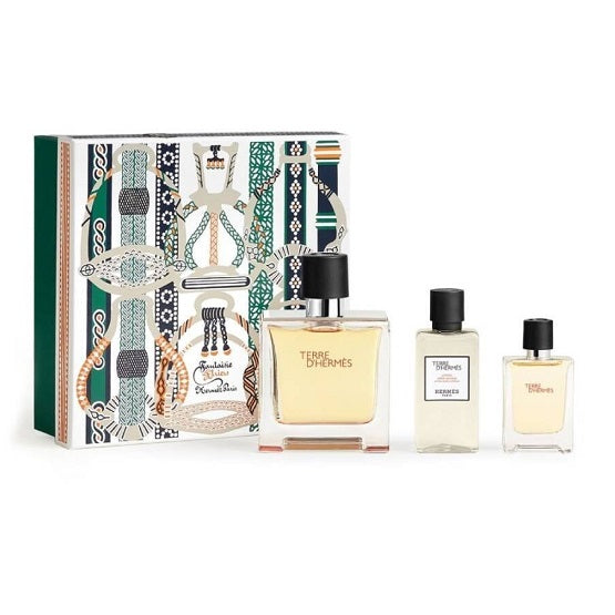 TERRE D'HERMES PURE PARFUM (75ML+ 5ML MINI + 40ML S/G) 3PCS GIFT SET