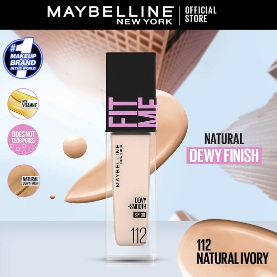 MAYBELLINE - Fit Me Dewy + Smooth Foundation SPF30 - 112 Narural Ivory