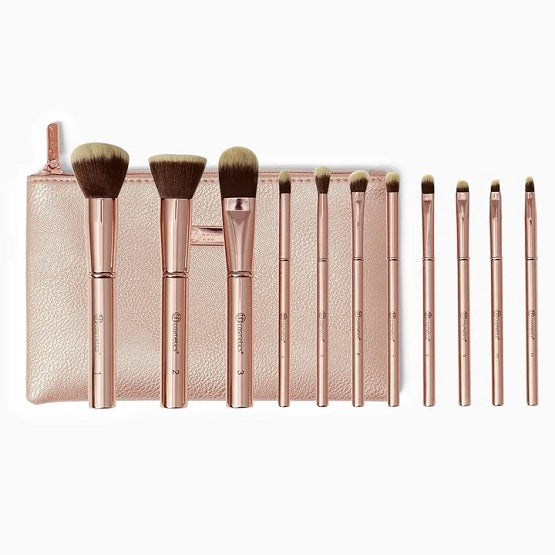 BH Cosmetics - Metal Rose  Brush Set with Bag - 11 Piece