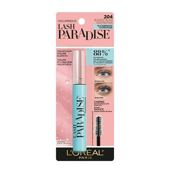 Loreal Paris - Voluminous Lash Paradise Waterproof Blackest Black Mascara  204
