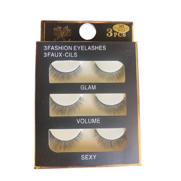 3 Pairs 3D Eye Lashes - High Quality Eyelashes - X09