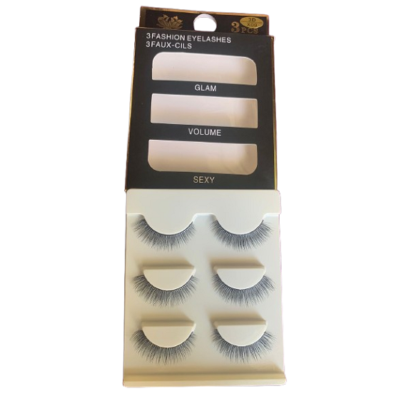 3 Pairs 3D Eye Lashes - High Quality Eyelashes - X09