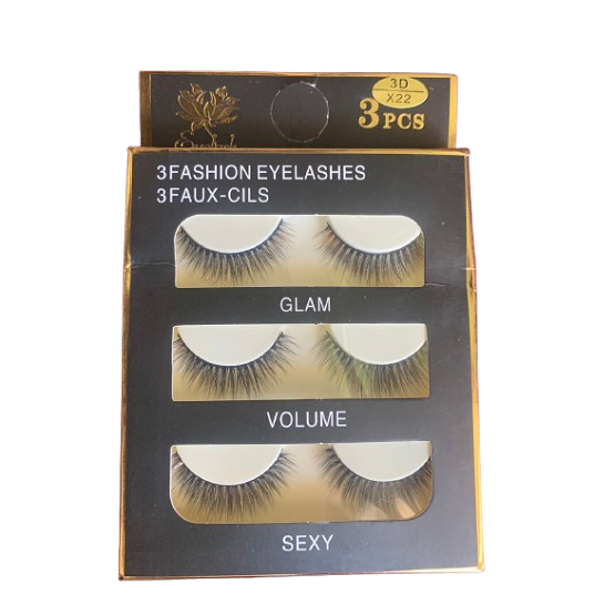 3 Pairs 3D Eye Lashes - High Quality Eyelashes - X22