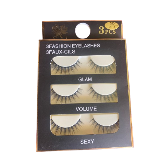 3 Pairs 3D Eye Lashes - High Quality Eyelashes - X01