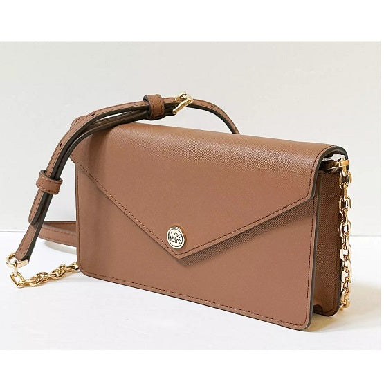 MICHAEL KORS - JET SET TRAVEL SMALL FLAP POCKET ENVELOPE CROSSBODY BAG BROWN