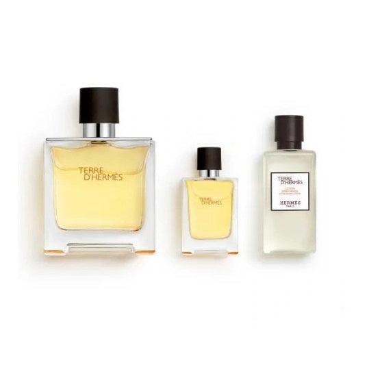 TERRE D'HERMES PURE PARFUM (75ML+ 5ML MINI + 40ML S/G) 3PCS GIFT SET