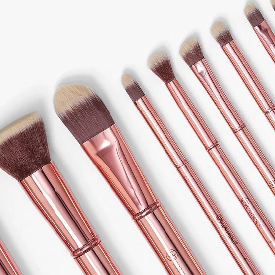 BH Cosmetics - Metal Rose  Brush Set with Bag - 11 Piece