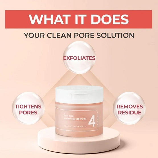 Numbuzin - No.4 Pore Zero Peeled Egg Toner - 70 Pads