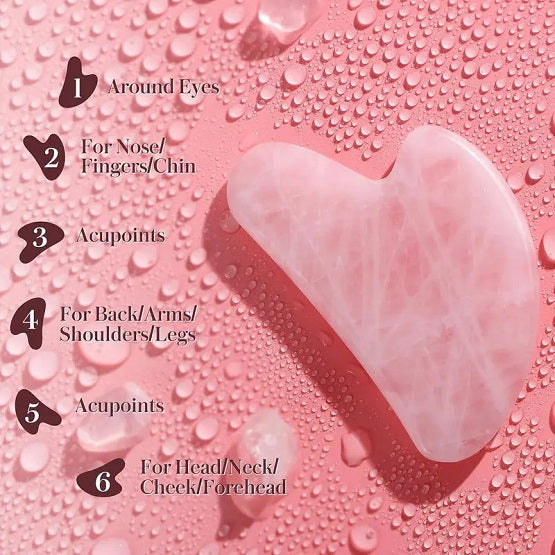 Natural Pink Rose Quartz Gua Sha Tool - 1pcs
