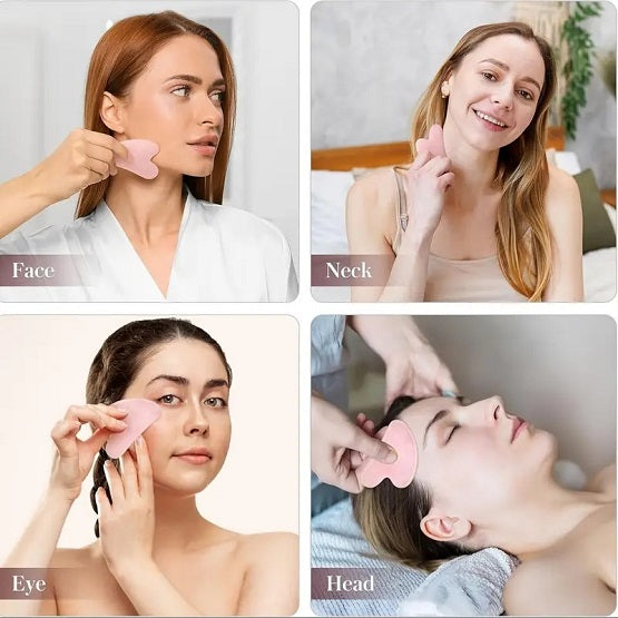 Natural Pink Rose Quartz Gua Sha Tool - 1pcs