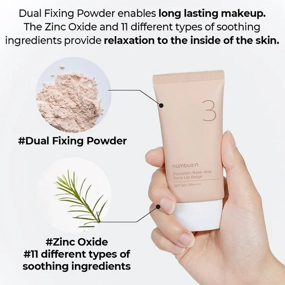 Numbuzin - No. 3 Porcelain Base-Skip Tone Up Beige - 50ml