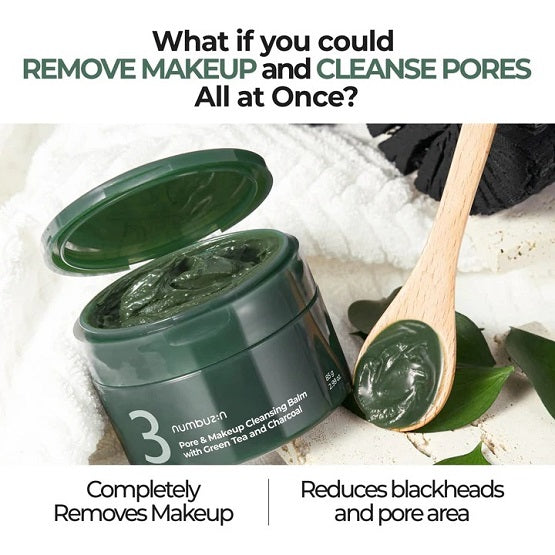 Numbuzin - No.3 Pore & Makeup Cleansing Balm with Green Tea and Charcoal - 85g