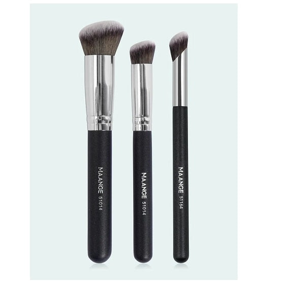 Shein - Maange 3 Pcs Bursh set With 2 Triangle puff - Pink