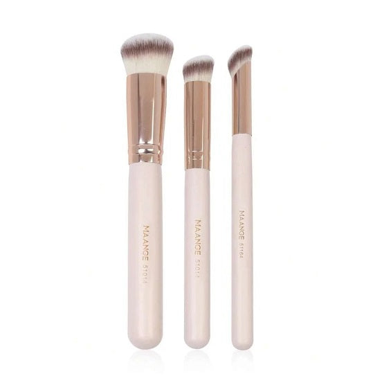 Shein - Maange 3 Pcs Bursh set With 2 Triangle puff - Pink