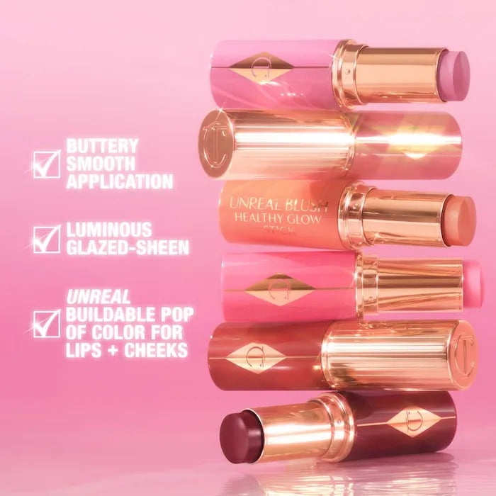 CHARLOTTE TILBURY - Unreal Lip + Cheek Glow Blush Stick - Rosy Glow
